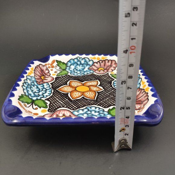 Talavera Square Hand Painted Mexican Vintage Dish Plate - Picture 6 of 8